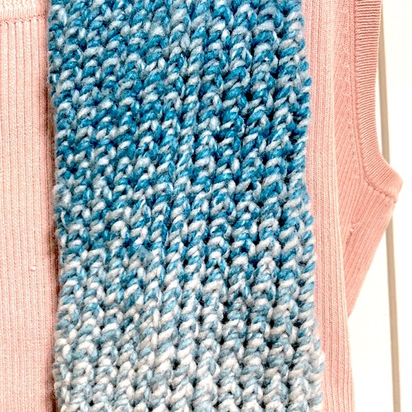 Teal Ombre Child  Super Soft Double Thick Fringed Scarf 46 x 4 inches - Picture 4 of 12